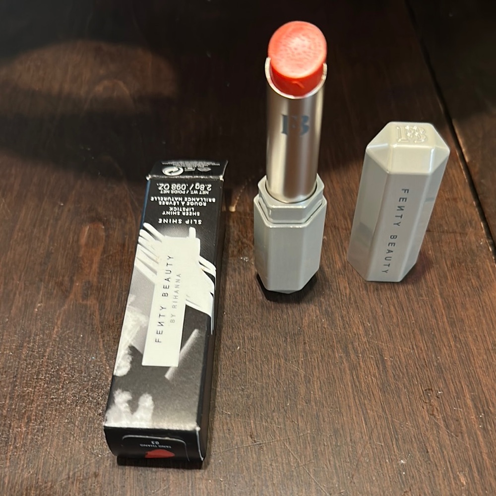 Fenty Beauty Lipstick in Bold Orange with Gray Case